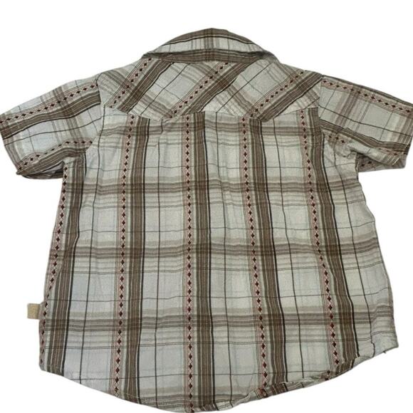 Vintage Old Navy Plaid Western Button Down Short Sleeve Short Pearl Snap 6-12 - Picture 6 of 9